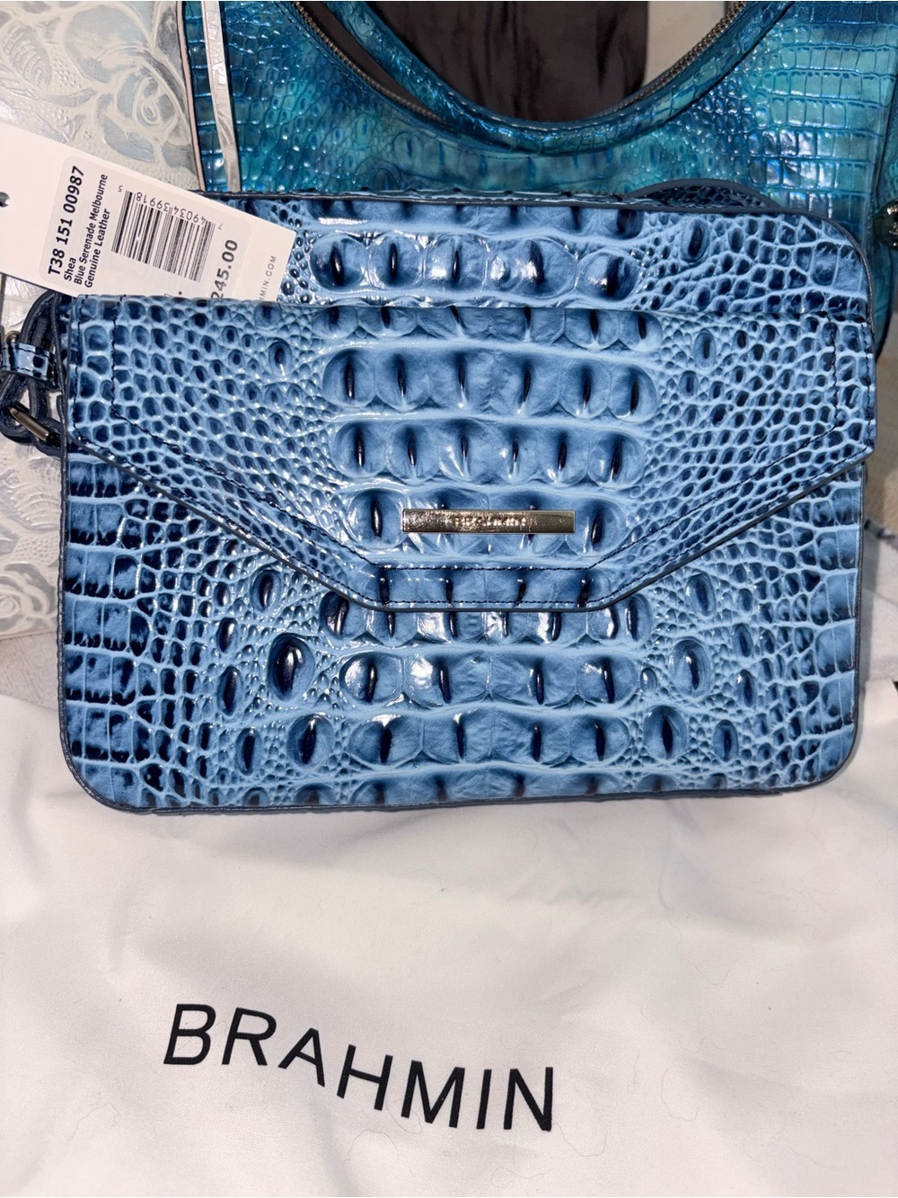 BNWT Brahmin Shea Crossbody in Blue Serenade